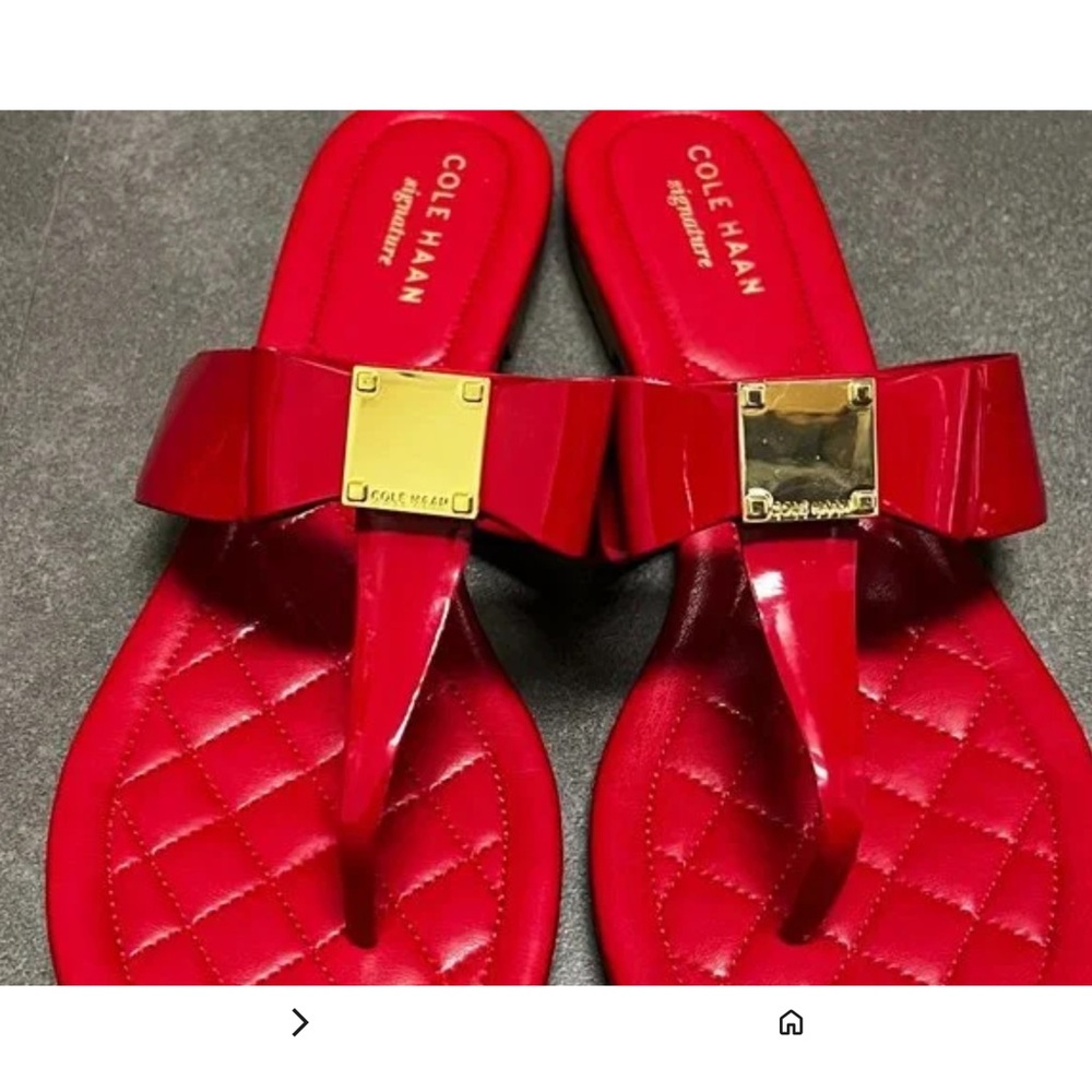 Cole Haan Red Quilted Bow Thong Sandals size 6.5